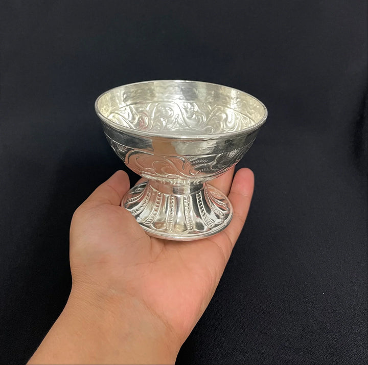 Carved Stand Silver Kachura/Bowl 6-8Tola-1pc