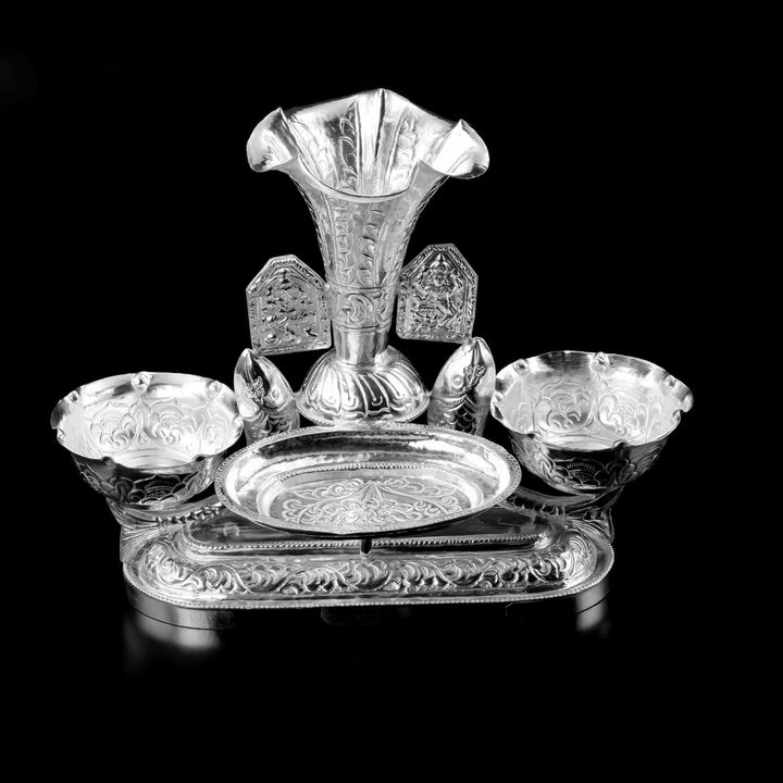 Carved Ganesh Laxmi Silver Tikadani 42-44Tola-1pc