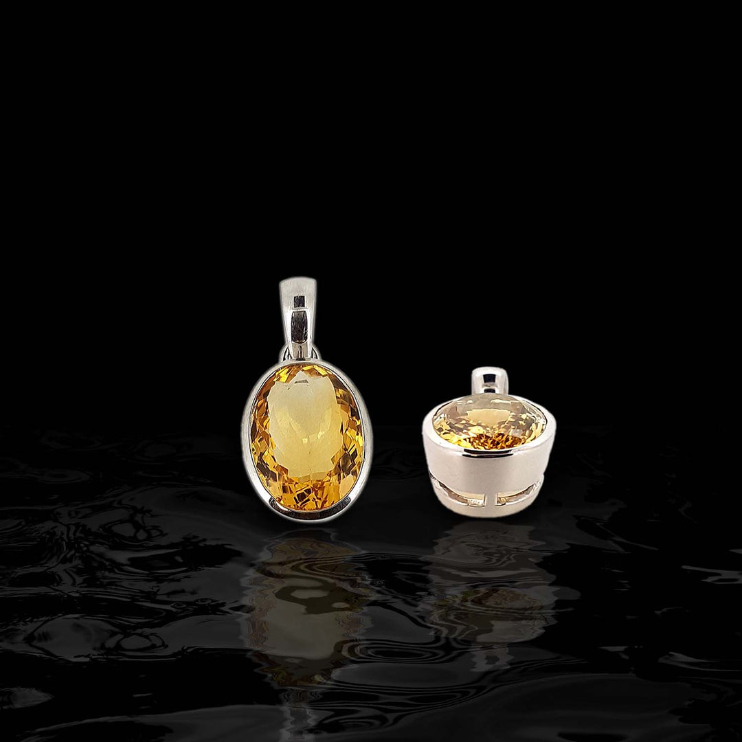 Sterling Silver Pendant with Oval Citrine RB Diamond Jewellers