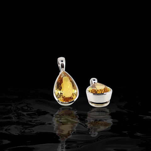 Sterling Silver Pendant with Drop Citrine RB Diamond Jewellers