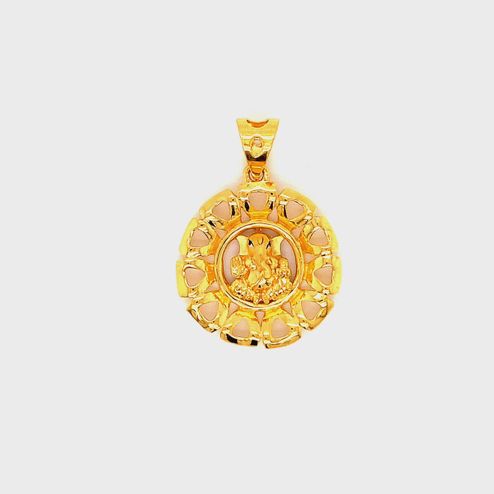 22K YG Unisex Ganesh Pendant-1pc