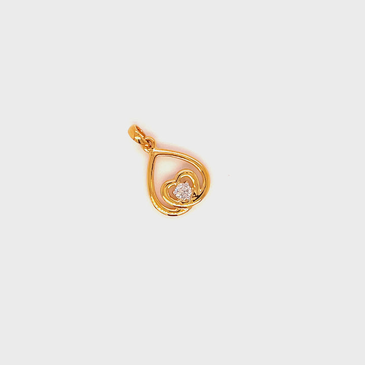 18K YG Diamond Heart Pendant-1pc