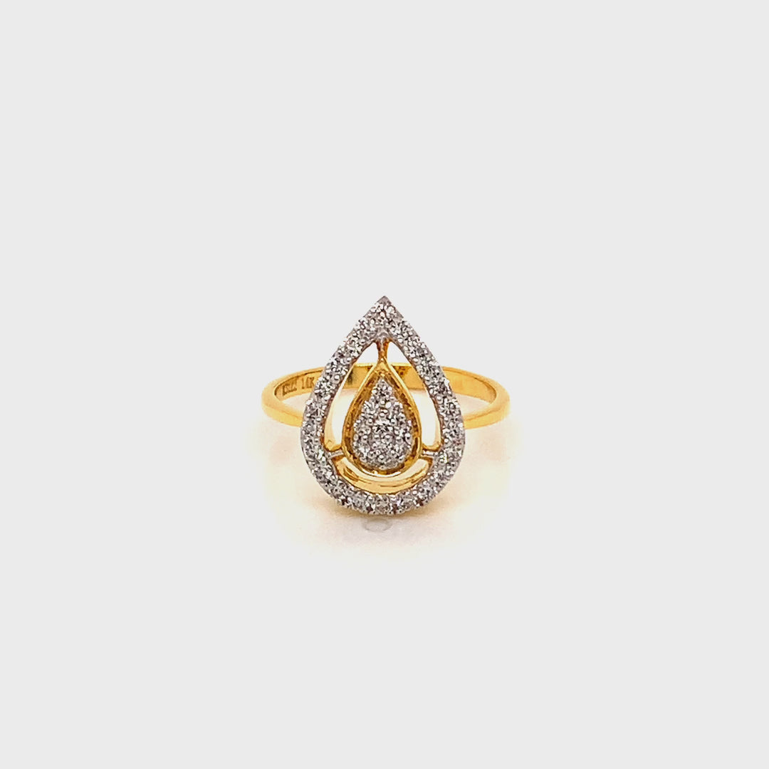 14K YG Drop Diamond Ring