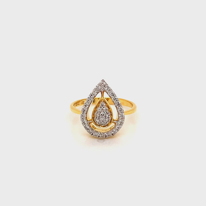 14K YG Drop Diamond Ring