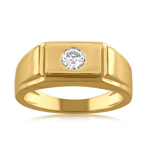 18K YG Solitaire Men Diamond Ring-1PC